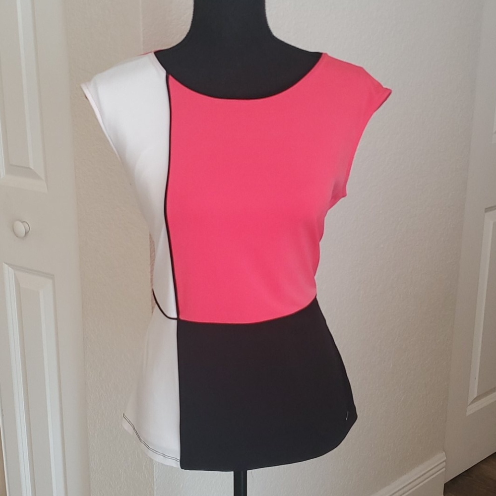NWOT Calvin Klein black & pink lined top medium